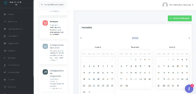 Configurações de Feriados